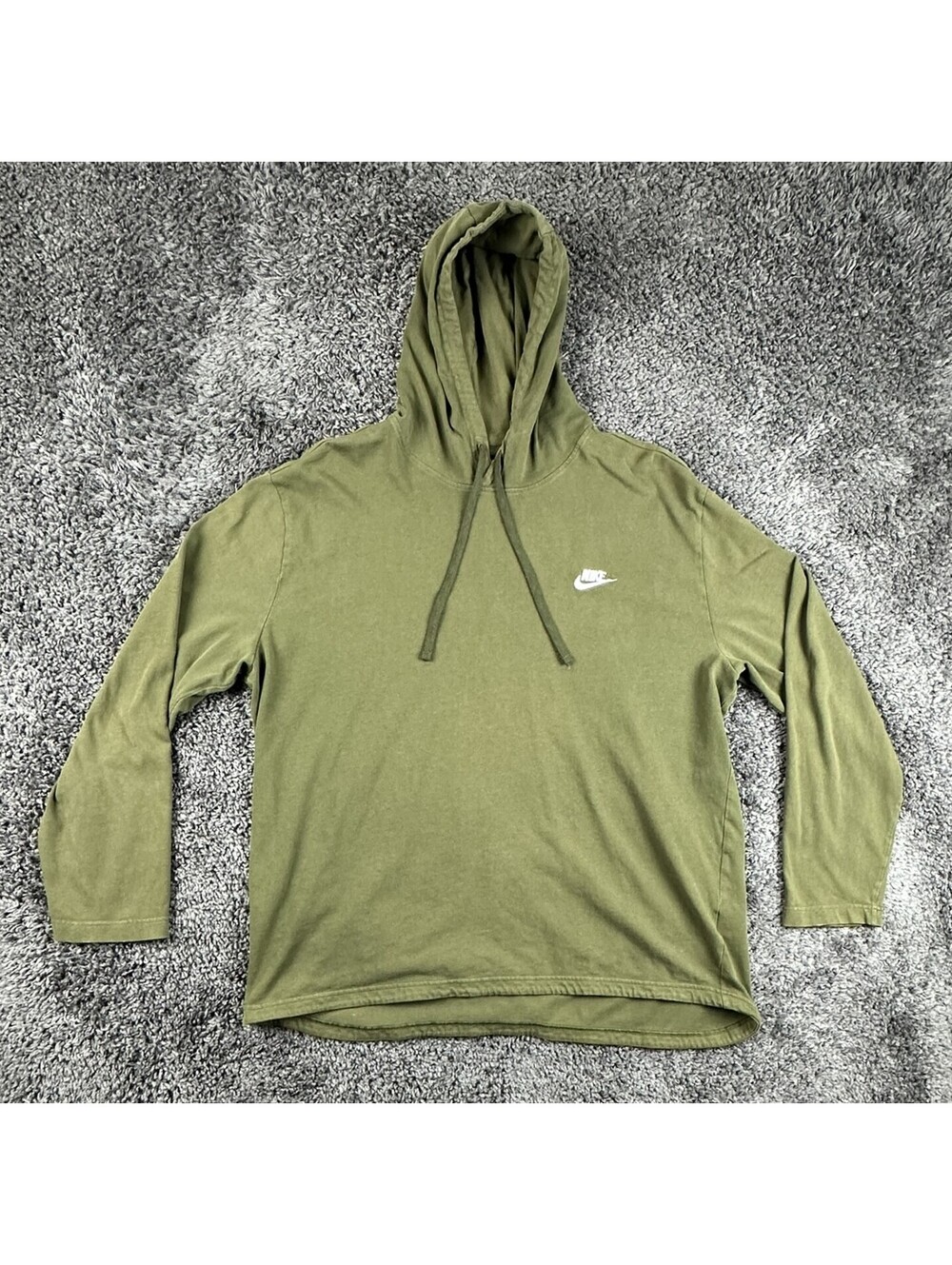 Nike Mens 2XL Olive Green Club Jersey Pullover Lightweight Hoodie Shirt